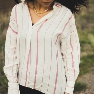 Red striped collard shirt